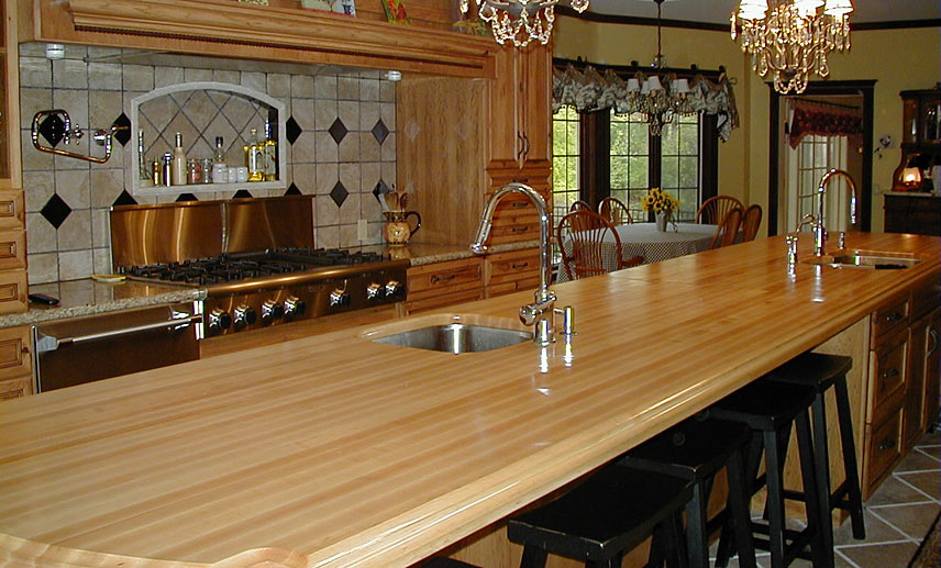 Деревянная столешница дизайн кухни